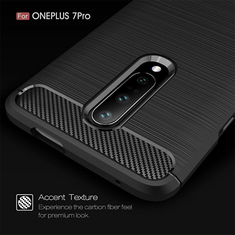 Laptop, Telefoane si Tablete - Telefoane mobile si accesorii - Accesorii Telefoane - Huse telefoane - Husa de protectie pentru OnePlus 7 Pro cu elemente de carbon - Asigura protectie pentru spate, include bumper si capac de protectie - Negru - Infinity.ro