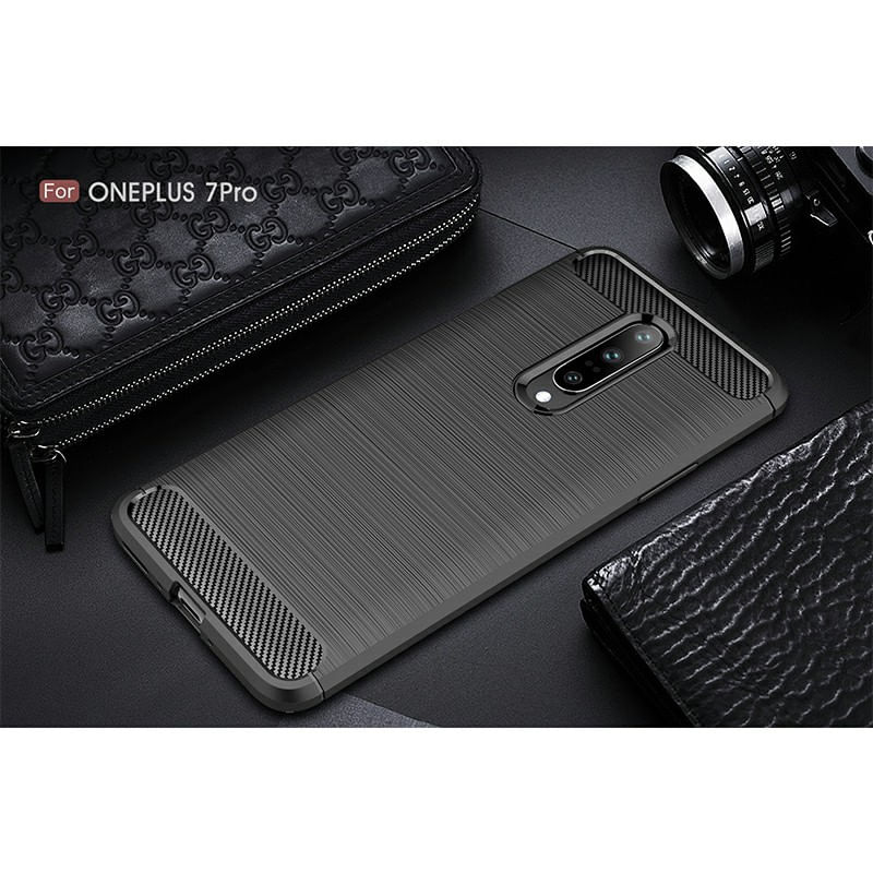 Laptop, Telefoane si Tablete - Telefoane mobile si accesorii - Accesorii Telefoane - Huse telefoane - Husa de protectie pentru OnePlus 7 Pro cu elemente de carbon - Asigura protectie pentru spate, include bumper si capac de protectie - Negru - Infinity.ro