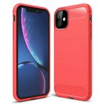 Laptop, Telefoane si Tablete - Telefoane mobile si accesorii - Accesorii Telefoane - Huse telefoane - Husa de protectie pentru iPhone 11, culoare rosie, cu insertii de carbon - Combina eleganta si protectia pentru spatele telefonulu - Infinity.ro