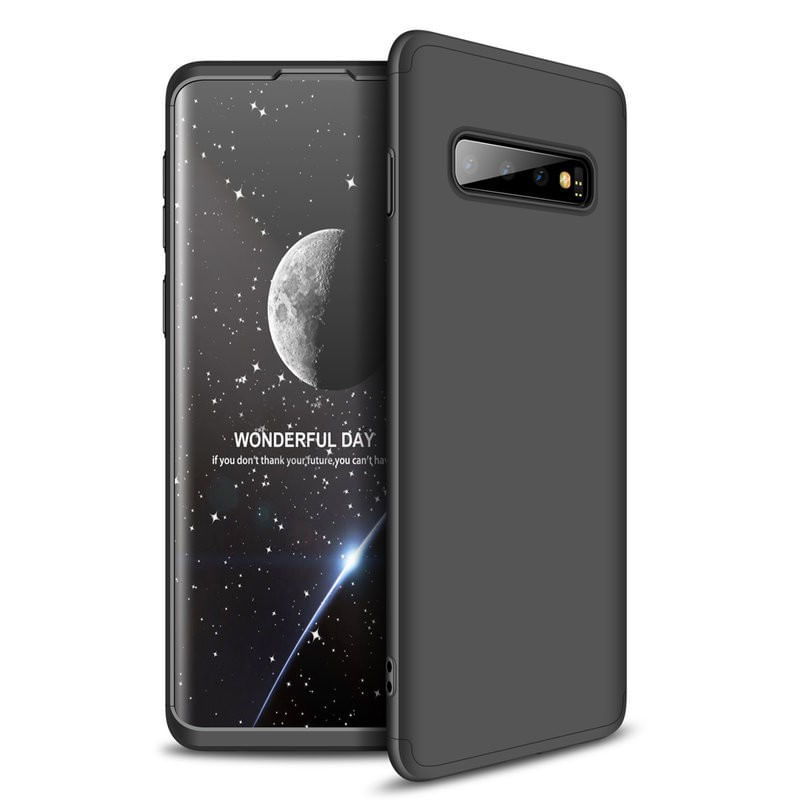 Laptop, Telefoane si Tablete - Telefoane mobile si accesorii - Accesorii Telefoane - Huse telefoane - Husa Full Cover pentru Samsung Galaxy S10, asigura protectie completa de 360 de grade, cu design transparent in culoarea neagra - Infinity.ro