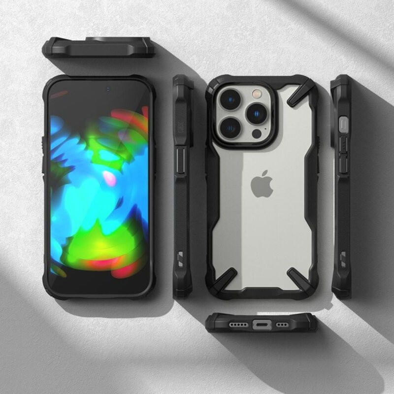 Laptop, Telefoane si Tablete - Telefoane mobile si accesorii - Accesorii Telefoane - Huse telefoane - Husa pentru iPhone 14 Pro, Clear Defender, Negru-Transparent: Eleganta si durabila - protectie ideala pentru telefonul tau - Infinity.ro