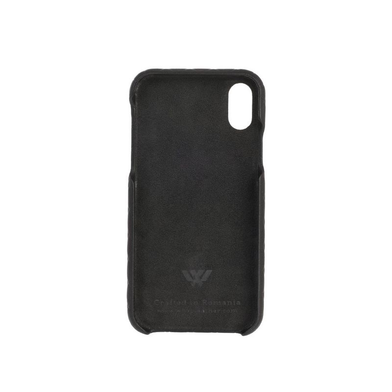 Laptop, Telefoane si Tablete - Telefoane mobile si accesorii - Accesorii Telefoane - Huse telefoane - Husa de protectie pentru iPhone XS, confectionata din piele naturala si dotata cu un bumper, intr-o eleganta nuanta de negru - Infinity.ro