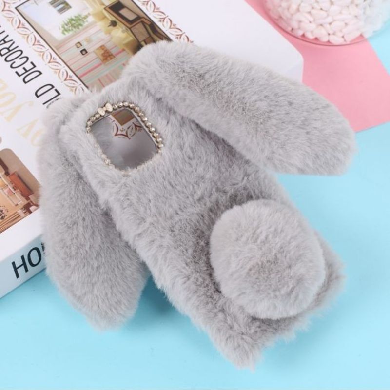 Laptop, Telefoane si Tablete - Telefoane mobile si accesorii - Accesorii Telefoane - Huse telefoane - Husa Iepuras de Plus Huawei P Smart 2020, Gri - imbraca-ti telefonul intr-un iepuras pufos si adauga un strop de personalitate - Infinity.ro