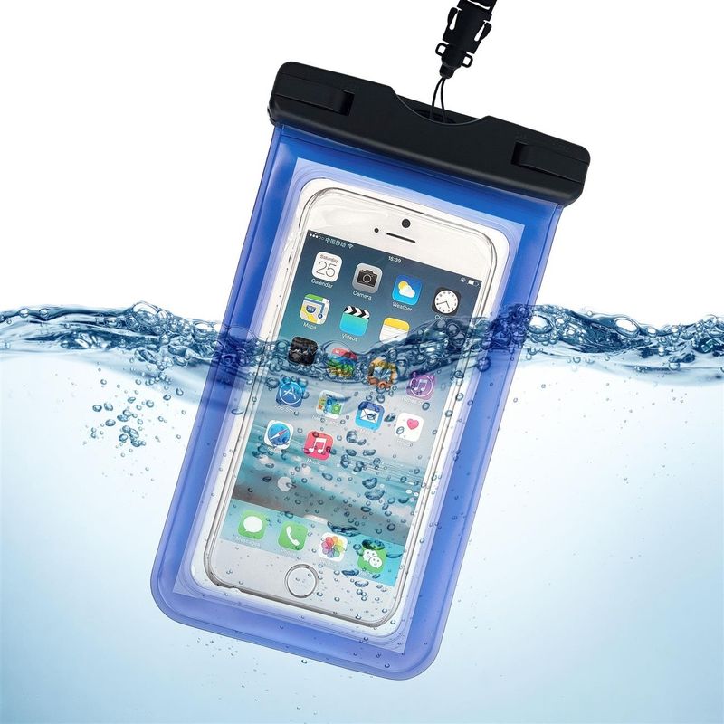 Laptop, Telefoane si Tablete - Telefoane mobile si accesorii - Accesorii Telefoane - Huse telefoane - Husa subacvatica cu snur pentru telefoane de maxim 6.7 inch, realizata din material TPU, intr-o culoare albastra transparenta - Infinity.ro