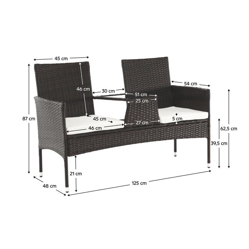 Casa si Gradina - Gradina si terasa - Mobilier exterior - Bancute de gradina - Banca de gradina cu masuta si perne, maro/crem, LALIT - Infinity.ro