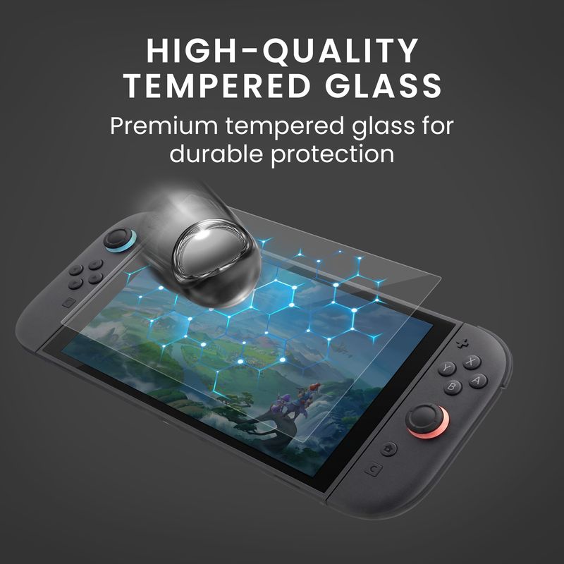PC, gaming si accesorii - Gaming - Accesorii gaming - Accesorii console gaming - Set 2 folii Kwmobile pentru Nintendo Switch 2 (2025), aplicare fara bule, anti-amprenta, sticla securizata, transparent - Infinity.ro