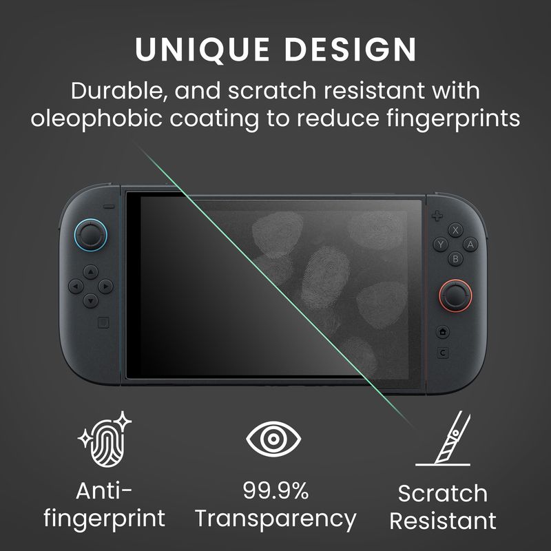 PC, gaming si accesorii - Gaming - Accesorii gaming - Accesorii console gaming - Set 2 folii Kwmobile pentru Nintendo Switch 2 (2025), aplicare fara bule, anti-amprenta, sticla securizata, transparent - Infinity.ro
