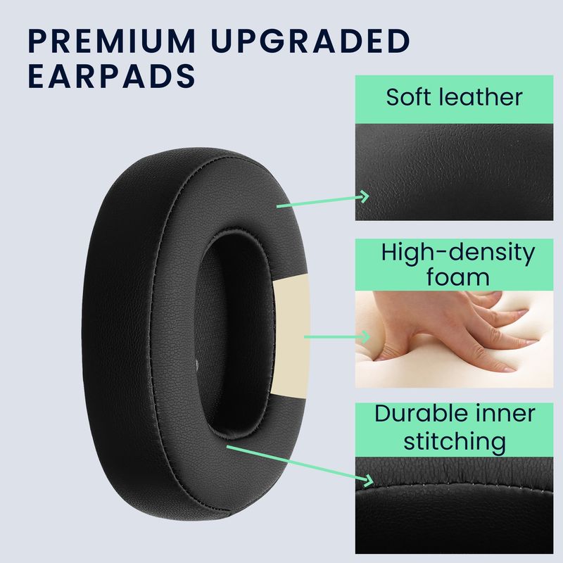 TV, Audio-Video si Foto - Portabile audio - Casti audio - Set 2 pernite casti Kwmobile pentru JBL Tune T760NC, Tune T750BTNC, Tune T710BT, Tune T700BT, Piele ecologica, negru - Infinity.ro