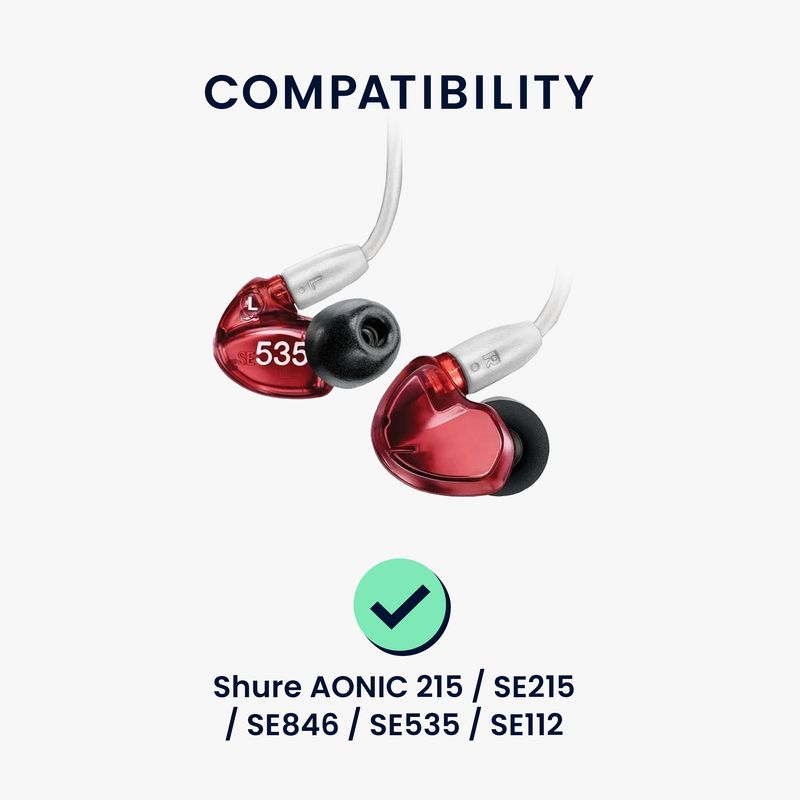 TV, Audio-Video si Foto - Portabile audio - Casti audio - Set 6 dopuri casti Kwmobile pentru Shure AONIC 215, SE215, SE846, SE535, SE112, confort sporit, Spuma cu memorie, negru - Infinity.ro