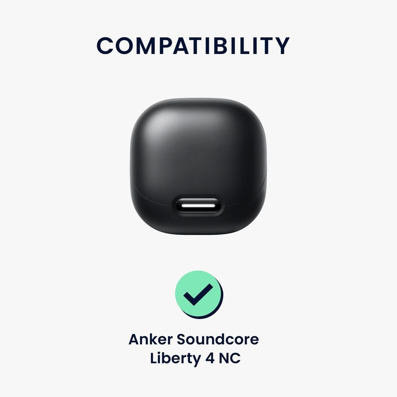 TV, Audio-Video si Foto - Portabile audio - Casti audio - Husa casti Kwmobile pentru Anker Soundcore Liberty 4 NC, cu carabina, antizgarieturi, Silicon, alb, negru - Infinity.ro