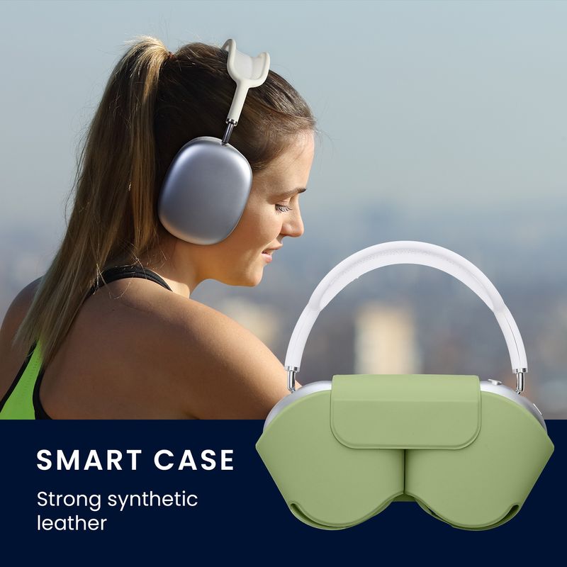 TV, Audio-Video si Foto - Portabile audio - Casti audio - Husa casti Kwmobile pentru Apple AirPods Max, AirPods Max 2, Sleep/Wake, antizgarieturi, Poliester, verde - Infinity.ro