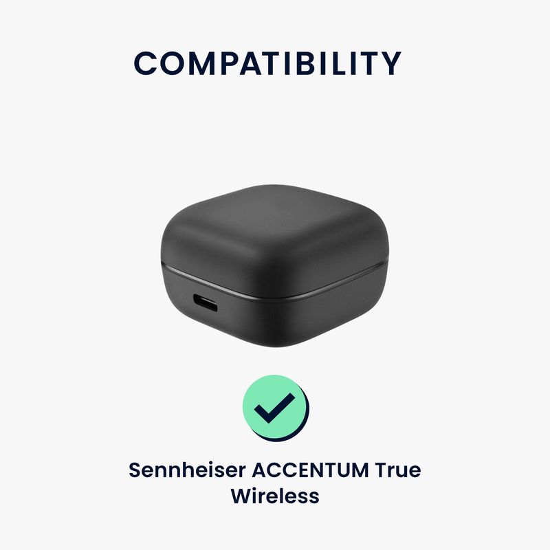 TV, Audio-Video si Foto - Portabile audio - Casti audio - Husa casti Kwmobile pentru Sennheiser ACCENTUM True Wireless, cu carabina, antizgarieturi, Silicon, negru - Infinity.ro