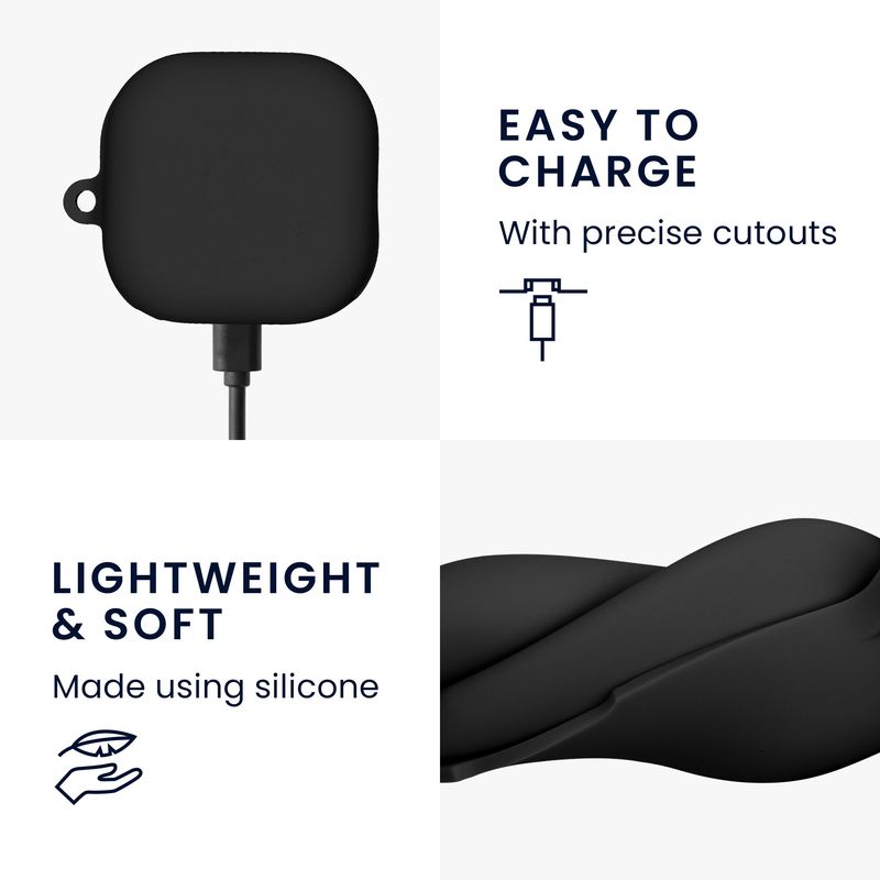 TV, Audio-Video si Foto - Portabile audio - Casti audio - Husa casti Kwmobile pentru Samsung Galaxy Buds 4, Galaxy Buds 4 Pro, cu carabina, antizgarieturi, Silicon, negru - Infinity.ro