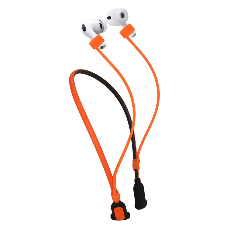 TV, Audio-Video si Foto - Portabile audio - Casti audio - Husa casti Kwmobile pentru Apple AirPods 3/4/Pro/Pro 2/Pro 3, Silicon, negru, portocaliu - Infinity.ro