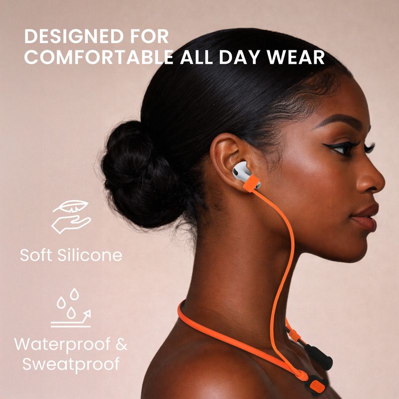TV, Audio-Video si Foto - Portabile audio - Casti audio - Husa casti Kwmobile pentru Apple AirPods 3/4/Pro/Pro 2/Pro 3, Silicon, negru, portocaliu - Infinity.ro