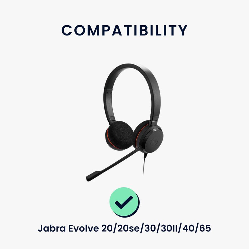 TV, Audio-Video si Foto - Portabile audio - Casti audio - Set 2 pernite casti Kwmobile pentru Jabra Evolve 20/20 SE/30/30 II/40/65, Spuma, negru - Infinity.ro