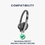 TV, Audio-Video si Foto - Portabile audio - Casti audio - Set 2 pernite casti Kwmobile pentru Sennheiser HD2.01, HD2.20S, HD2.30I, HD2.30G, confort sporit, Piele ecologica, negru - Infinity.ro
