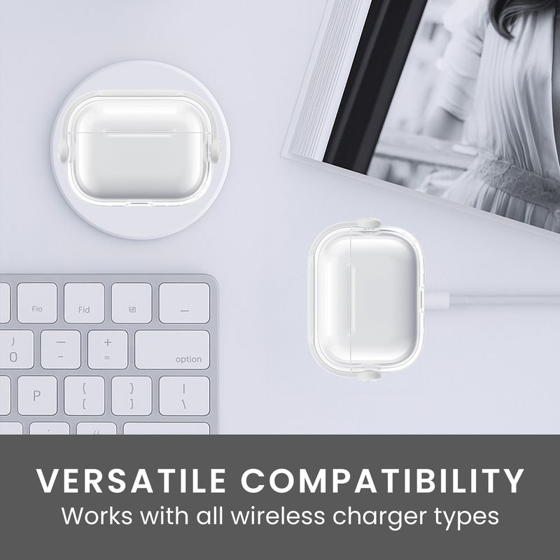 TV, Audio-Video si Foto - Portabile audio - Casti audio - Husa casti Kwmobile pentru Apple AirPods Pro 2, AirPods Pro, stand, antisoc, Termoplastic, transparent - Infinity.ro
