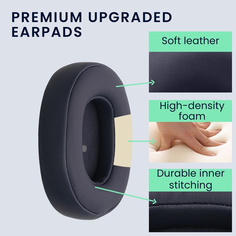 TV, Audio-Video si Foto - Portabile audio - Casti audio - Set 2 pernite casti Kwmobile pentru JBL Tune T760NC, Tune T750BTNC, Tune T710BT, Tune T700BT, Piele ecologica, albastru - Infinity.ro