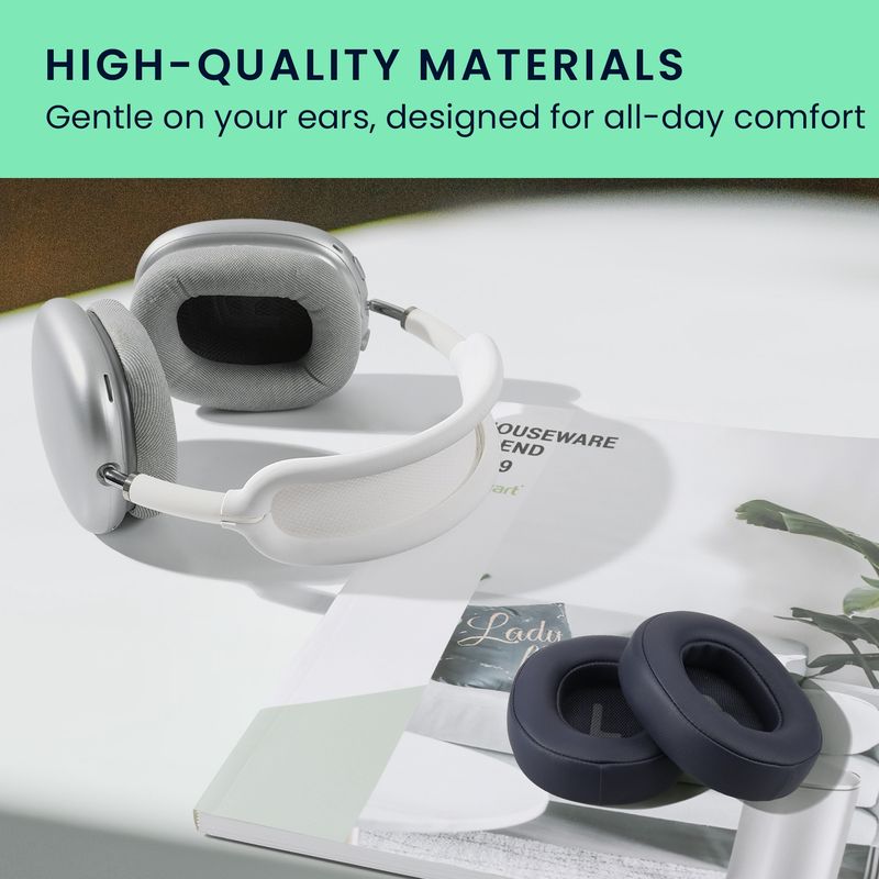 TV, Audio-Video si Foto - Portabile audio - Casti audio - Set 2 pernite casti Kwmobile pentru JBL Tune T760NC, Tune T750BTNC, Tune T710BT, Tune T700BT, Piele ecologica, albastru - Infinity.ro