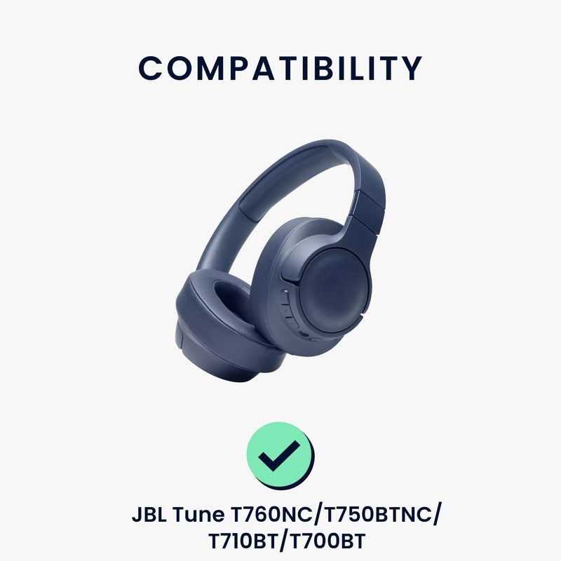 TV, Audio-Video si Foto - Portabile audio - Casti audio - Set 2 pernite casti Kwmobile pentru JBL Tune T760NC, Tune T750BTNC, Tune T710BT, Tune T700BT, Piele ecologica, albastru - Infinity.ro