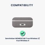 TV, Audio-Video si Foto - Portabile audio - Casti audio - Husa casti Kwmobile pentru Sennheiser MOMENTUM True Wireless 3, true Wireless 4, cu carabina, Silicon, portocaliu - Infinity.ro
