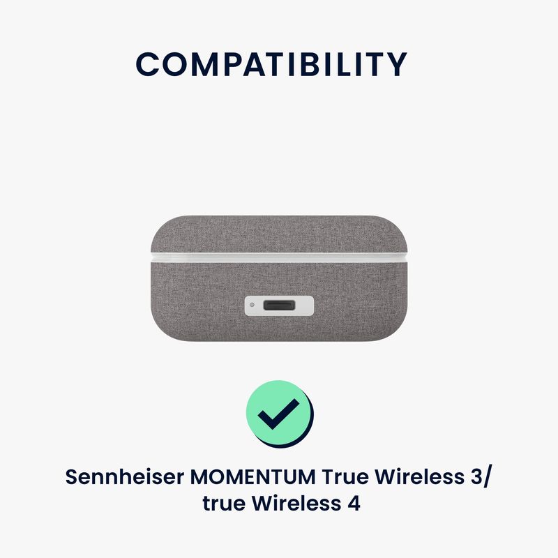 TV, Audio-Video si Foto - Portabile audio - Casti audio - Husa casti Kwmobile pentru Sennheiser MOMENTUM True Wireless 3, true Wireless 4, cu carabina, Silicon, portocaliu - Infinity.ro