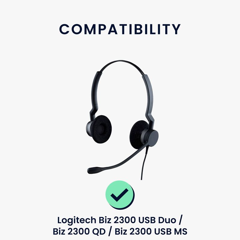 TV, Audio-Video si Foto - Portabile audio - Casti audio - Set 2 pernite casti Kwmobile pentru Logitech Biz 2300 USB Duo, Biz 2300 QD, Biz 2300 USB MS, confort, Spuma, negru - Infinity.ro