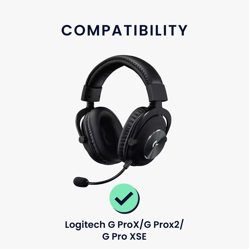 TV, Audio-Video si Foto - Portabile audio - Casti audio - Set 2 pernite casti Kwmobile pentru Logitech G Pro X, G Prox 2, G Pro X SE, confort sporit, Piele ecologica, negru - Infinity.ro