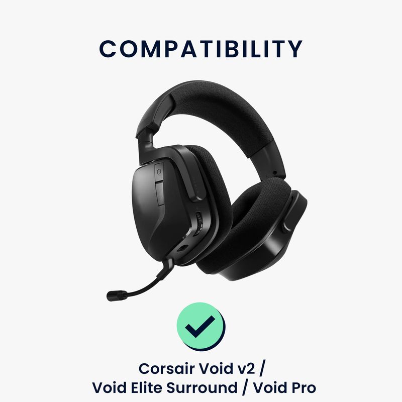 TV, Audio-Video si Foto - Portabile audio - Casti audio - Set 2 pernite casti Kwmobile pentru Corsair Void v2, Void Elite Surround, Void Pro, confort, Piele ecologica, negru - Infinity.ro