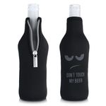 Casa si Gradina - Bucatarie si vesela - Cani si pahare - Sticle - Set 2 huse termoizolante pentru sticle Kwmobile, fermoar, neopren, alb si negru - Infinity.ro