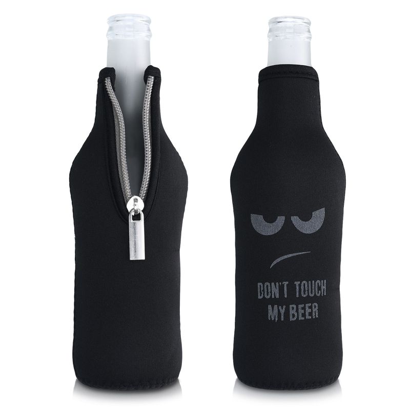 Casa si Gradina - Bucatarie si vesela - Cani si pahare - Sticle - Set 2 huse termoizolante pentru sticle Kwmobile, fermoar, neopren, alb si negru - Infinity.ro