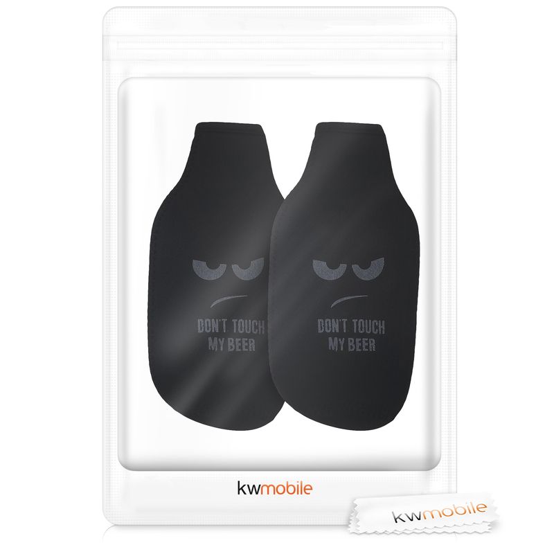 Casa si Gradina - Bucatarie si vesela - Cani si pahare - Sticle - Set 2 huse termoizolante pentru sticle Kwmobile, fermoar, neopren, alb si negru - Infinity.ro