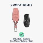 Auto si Moto - Electronice auto - Accesorii electronice auto - Husa cheie auto Kwmobile pentru BYD Atto 3, Atto 2, Sealion, Han, anti-alunecare, piele ecologica, roz - Infinity.ro