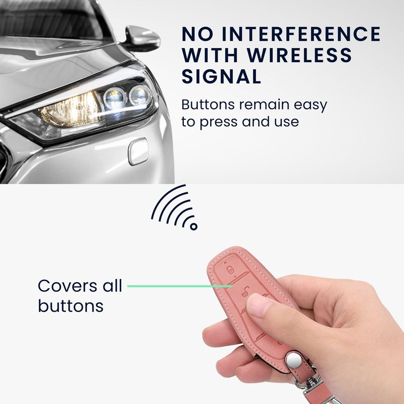 Auto si Moto - Electronice auto - Accesorii electronice auto - Husa cheie auto Kwmobile pentru BYD Atto 3, Atto 2, Sealion, Han, anti-alunecare, piele ecologica, roz - Infinity.ro