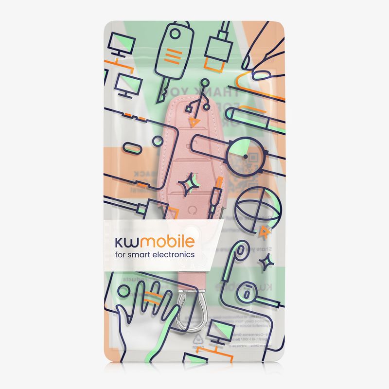 Auto si Moto - Electronice auto - Accesorii electronice auto - Husa cheie auto Kwmobile pentru BYD Atto 3, Atto 2, Sealion, Han, anti-alunecare, piele ecologica, roz - Infinity.ro