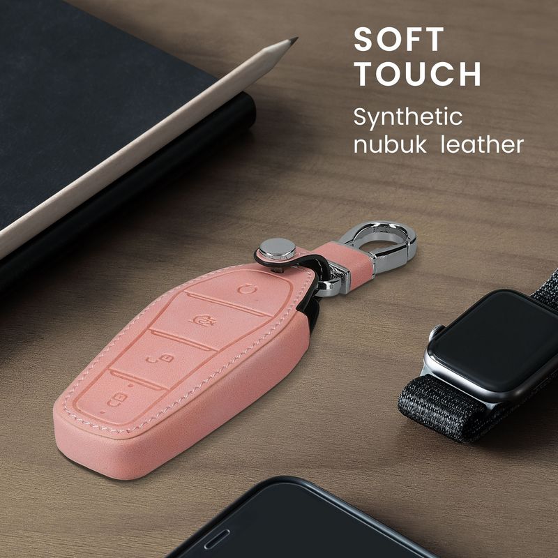 Auto si Moto - Electronice auto - Accesorii electronice auto - Husa cheie auto Kwmobile pentru BYD Atto 3, Atto 2, Sealion, Han, anti-alunecare, piele ecologica, roz - Infinity.ro