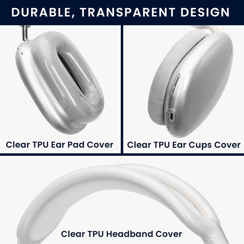 TV, Audio-Video si Foto - Portabile audio - Casti audio - Set 5 pernite casti Kwmobile pentru Apple AirPods Max, AirPods Max 2, protectie la socuri, Termoplastic, transparent - Infinity.ro