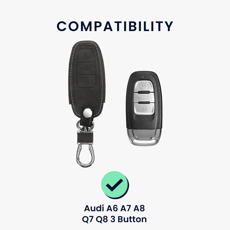 Auto si Moto - Electronice auto - Accesorii electronice auto - Husa cheie auto Kwmobile pentru Audi A6, A7, A8, Q7, anti-alunecare, piele ecologica, gri - Infinity.ro
