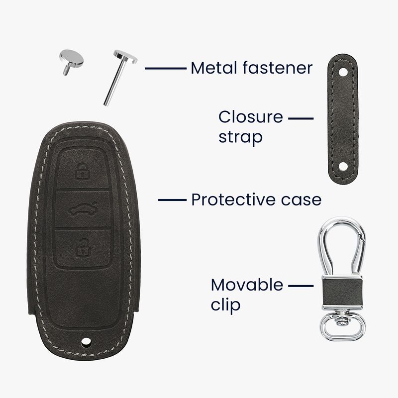 Auto si Moto - Electronice auto - Accesorii electronice auto - Husa cheie auto Kwmobile pentru Audi A6, A7, A8, Q7, anti-alunecare, piele ecologica, gri - Infinity.ro
