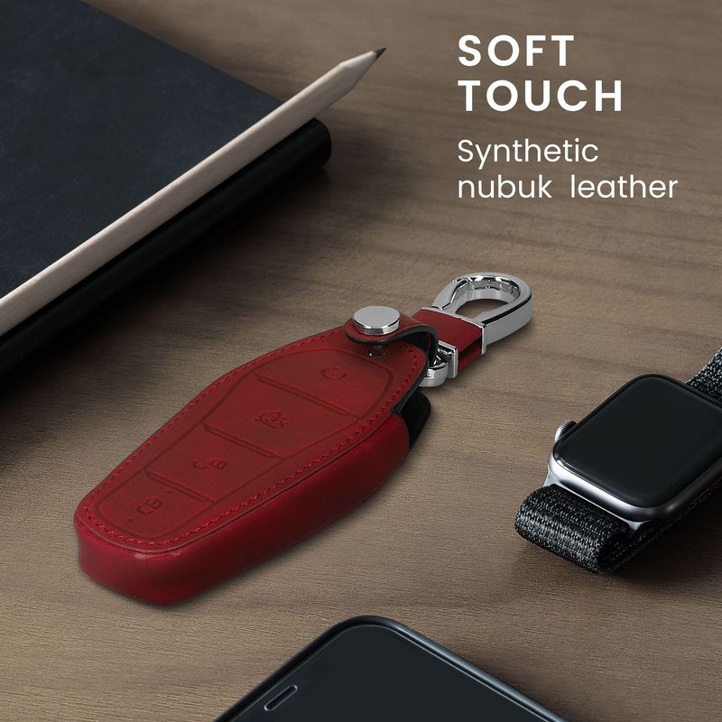 Auto si Moto - Electronice auto - Accesorii electronice auto - Husa cheie auto Kwmobile pentru BYD Atto 3, Atto 2, Sealion, Han, anti-alunecare, piele ecologica, rosu - Infinity.ro