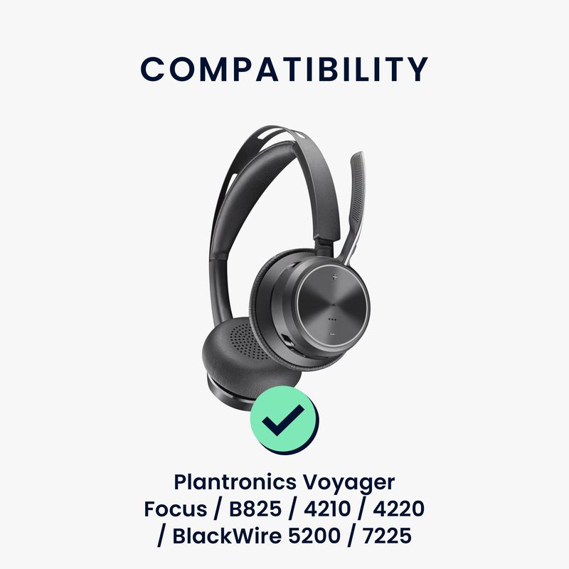 TV, Audio-Video si Foto - Portabile audio - Casti audio - Set 2 pernite casti Kwmobile pentru Plantronics Voyager Focus, B825, 4210, 4220, BlackWire 5200, 7225, piele eco, negru - Infinity.ro
