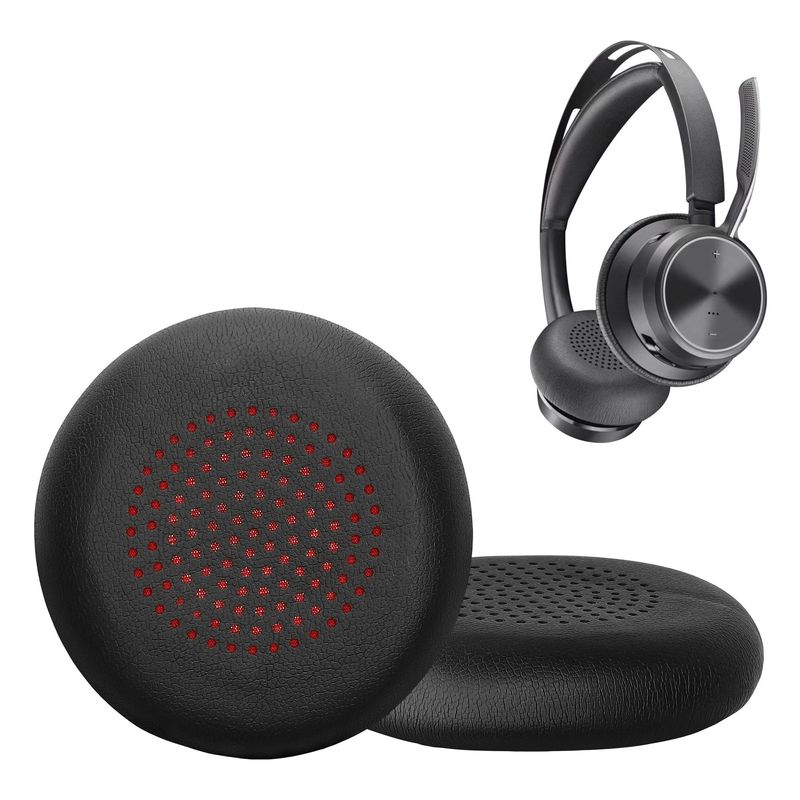 TV, Audio-Video si Foto - Portabile audio - Casti audio - Set 2 pernite casti Kwmobile pentru Plantronics Voyager Focus, B825, 4210, 4220, BlackWire 5200, 7225, piele eco, negru - Infinity.ro