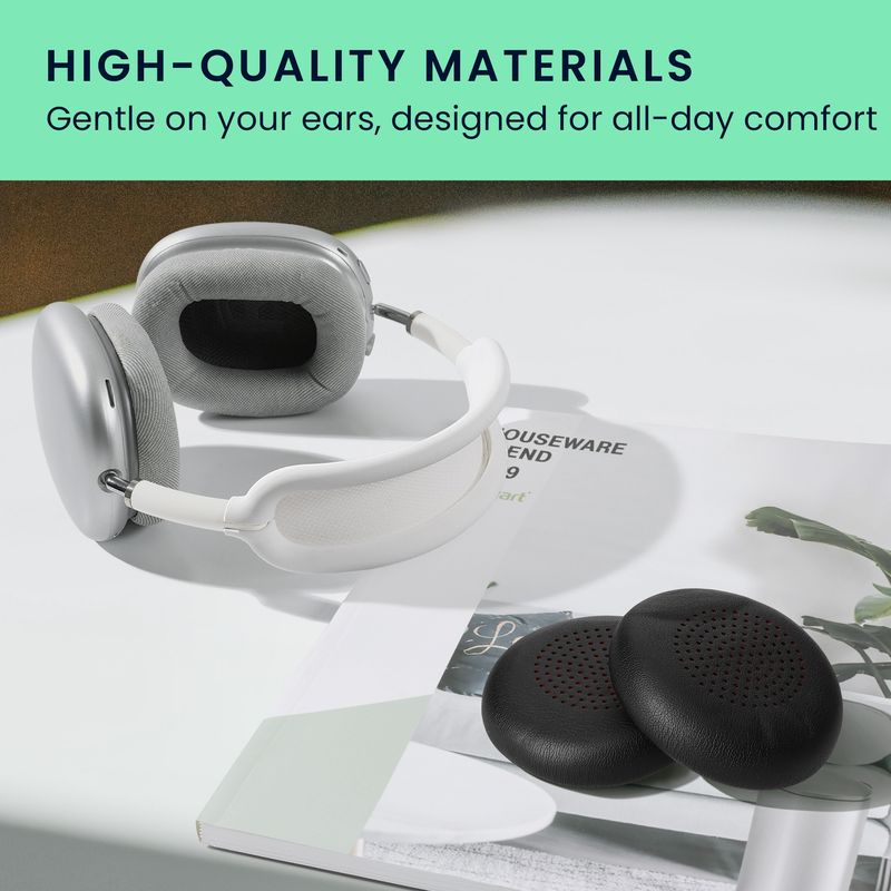 TV, Audio-Video si Foto - Portabile audio - Casti audio - Set 2 pernite casti Kwmobile pentru Plantronics Voyager Focus, B825, 4210, 4220, BlackWire 5200, 7225, piele eco, negru - Infinity.ro