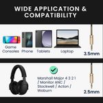 TV, Audio-Video si Foto - Accesorii TV si audio - Cabluri si adaptoare audio - Cablu Kwmobile pentru Marshall Major 4/3/2/1, Monitor ANC, Stockwell, Acton, Woburn, detasabil, negru - Infinity.ro