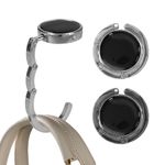 Fashion, accesorii si bijuterii - Femei - Accesorii femei - Alte accesorii femei - Set 2 carlige de masa pentru geanta Kwmobile, inchidere magnetica, pliabile, anti-alunecare, metal, argintiu, gri - Infinity.ro