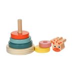 Jucarii, Copii si Bebe - Jucarii si jocuri - Jucarii & jocuri educative - Jocuri si jucarii educative - Piramida Educativa din Lemn, cu 5 Inele, model Girafa - Infinity.ro