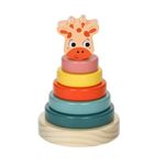 Jucarii, Copii si Bebe - Jucarii si jocuri - Jucarii & jocuri educative - Jocuri si jucarii educative - Piramida Educativa din Lemn, cu 5 Inele, model Girafa - Infinity.ro