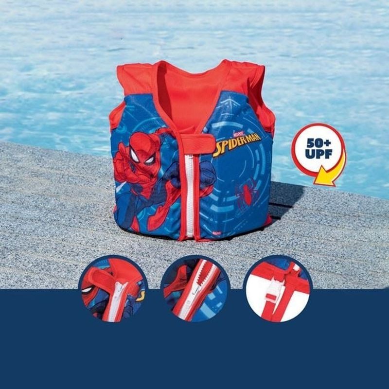 Jucarii, Copii si Bebe - Jucarii si jocuri - Jucarii de exterior - Colaci, ochelari si accesorii inot copii - Vesta Inot pentru Copii 1-3 Ani, Bestway, din Spuma, Model Spiderman, Rosu-Albastru - Infinity.ro