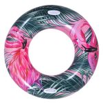 Jucarii, Copii si Bebe - Jucarii si jocuri - Jucarii de exterior - Colaci, ochelari si accesorii inot copii - Colac Gonflabil, Flamingo, 115cm, Verde-Roz - Infinity.ro